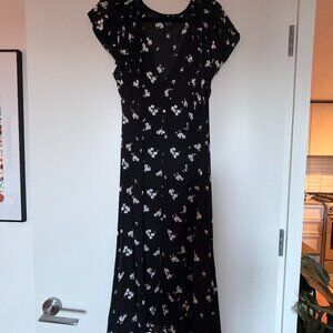 Ruched Floral Midi Dress